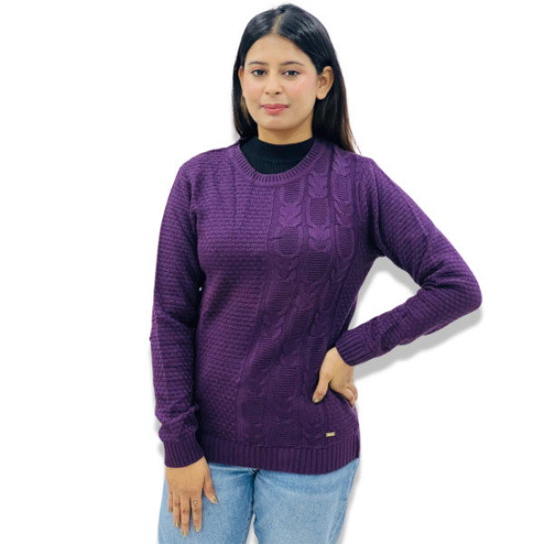 ParkAvenue Women Winter Wear | ParkAvenue Women Crew Neck Purple Sweater Product Id- PWWY00707-V8