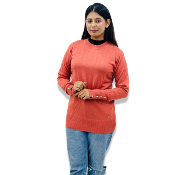 ParkAvenue Women Winter Wear | Women Self Design Round Neck Pink Sweater Product Id- PWWZ00716-R5