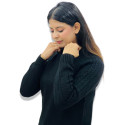 ParkAvenue Women Winter Wear | CREW NECK SWEATER WITH FRONT AND SLEEVES RIBBING BLACK COLOUR Product Id- PWWZ00730-K8