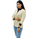 ParkAvenue Woven V Neck Casual Women White Sweater Product Id- PWWF00673-F4