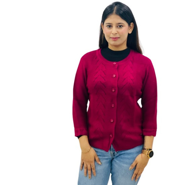 ParkAvenue Women Winter Wear | Woollen Women's Cardigan Rani Colour Product Id- PWWF00673-R7